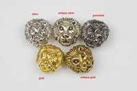 20pc Lion Head 11*13mm Bead Pewter - Gold, Rose Gold, Silver, Gunmetal