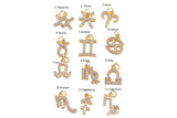 Add on Small Cz Zodiac Charms- Gold Plated over Brass Astrological Zodiac Signs Symbols, Birthday Personalized Horoscope Charm