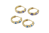 14mm 18kt Gold Enamel Evil Eye Square Huggie Hoops- 14mm CZ Hoop Earring with CZ Set- 1 pair per order Huggies