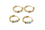 14mm 18kt Gold Enamel Evil Eye Round Huggie Hoops- 14mm CZ Hoop Earring with CZ Set- 1 pair per order Huggies