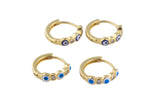 14mm 18kt Gold Enamel Evil Eye Round Huggie Hoops- 14mm CZ Hoop Earring with CZ Set- 1 pair per order Huggies