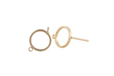 1 pair Gold Stud Hoops, Small Hoop Earrings- 18kt Gold Stud Earring-- 10mm