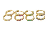 14mm 18kt Gold Huggie Hoops- 14mm CZ Hoop Earring with CZ Set- 1 pair per order Huggies