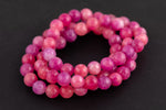 Mango Fuchsia Jade Bracelet Round Size 6mm and 8mm Handmade In USA Natural Gemstone Crystal Bracelets Handmade Jewelry - approx. 7"