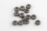 HEAVY HEMATITE-Diamond Metal Roundel Pave-- High Quality-- 8mm ,10mm and 12 mm