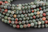 African Bloodstone Beads Blood Stone Beads, High Quality in Round,-Full Strand 15.5 inch Strand, 4mm, 6mm, 8mm, 12mm, or 14mm Beads