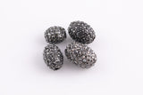 Diamond Metal Oval Pave, Pave hemitite egg, HIgh Quality 1 5 20 Pieces, or per order- Heavy Hematite