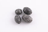 Diamond Metal Oval Pave, Pave hemitite egg, High Quality 1 5 20 Pieces, or per order- Heavy Hematite
