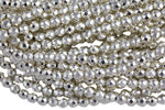 Silver Coated Hematite Faceted Round - Thick Real Silver Coating - 6mm, 8mm, 10mm- Full 15.5 Inch Strand - High quality silver plating