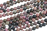 Natural Rhodonite Beads Grade AAA Round 4mm, 8mm, 10mm, 12mm -Full Strand 15.5 inch Strand- Smooth Gemstone Beads