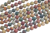 Natural Matte Picasso Jasper Grade AAA Matte Round 6mm, 8mm, 10mm, 12mm, 14mm- Full 16 Inch Strand AAA Quality Smooth Gemstone Beads