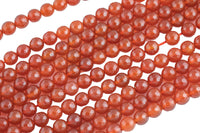 Natural Red Carnelian, High Quality in Faceted Round, 4mm, 6mm, 8mm, 10mm, 12mm- Full 15.5 Inch Strand Gemstone Beads