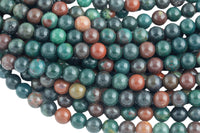 Natural Real Genuine Bloodstone 4mm 6mm 8mm Smooth Round Beads Superior Quality~ 100% Bloodstone Full 15.5" Strand Gemstone Beads