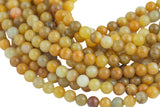 Natural Yellow Jade- Round sizes. 4mm, 6mm, 8mm, 10mm, 12mm, 14mm- Full 15.5 Inch Strand AAA Quality Smooth Gemstone Beads
