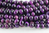 Purple Tiger Eye Beads GRADE AAA QUALITY Tiger's eye Tiger-Eye Tigereye Beads - 6mm 8mm 10mm - Round - Full 15.5" Strands- Purple Smooth