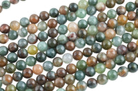 Natural Green Flower Rutilited Beads Full Strands-15.5 inches- Round- 6mm, 8mm, 10mm, 12mm- 15.5 inches Smooth Gemstone Beads