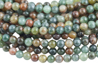 Natural Green Flower Rutilited Beads Full Strands-15.5 inches- Round- 6mm, 8mm, 10mm, 12mm- 15.5 inches Smooth Gemstone Beads