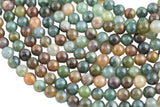 Natural Green Flower Rutilited Beads Full Strands-15.5 inches- Round- 6mm, 8mm, 10mm, 12mm- 15.5 inches Smooth Gemstone Beads