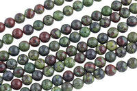 Natural Dragon Bloodstone Beads Blood Stone Beads, High Quality in Smooth Round, 3MM, 4MM, 6MM, 8MM, 10MM, 12MM, 14MM- Full 16 Inch Strand