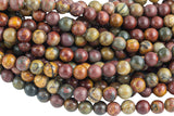 Natural Picasso Jasper Beads Grade AAA Round 6mm, 8mm, 10mm, 12mm, 14mm- Full 15.5 Inch Strand Smooth Gemstone Beads