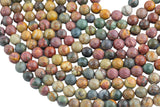 Natural Picasso Jasper Beads Grade AAA Faceted Round 6mm, 8mm, 10mm, 12mm, 14mm- Full 16 Inch Strand Smooth Gemstone Beads