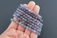 Natural Iolite Diamond Cut Faceted Round Size 6mm Handmade In USA Natural Gemstone Crystal Bracelets Handmade Jewelry approx. 7"