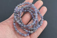 Natural Iolite Diamond Cut Faceted Round Size 6mm Handmade In USA Natural Gemstone Crystal Bracelets Handmade Jewelry approx. 7"