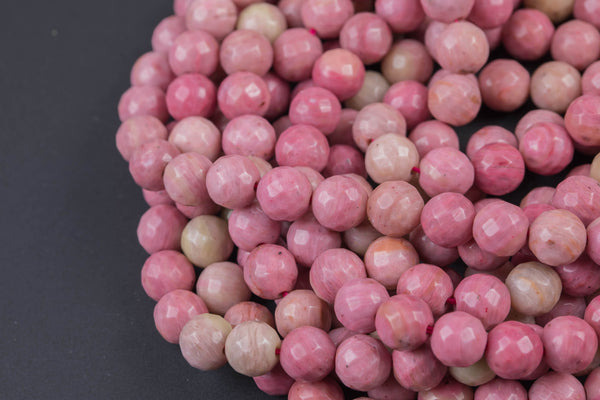 Natural Rhodonite Beads Grade AAA Faceted Round 4mm, 6mm, 8mm, 10mm, 12mm, 14mm AAA Quality Gemstone Beads