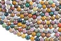 Natural Ocean Jasper High Quality in Faceted Round 6mm, 8mm, 10mm, 12mm -Full Strand 15.5 inch Strand Gemstone Beads