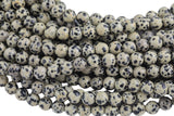 Natural Dalmatian Jasper Beads Smooth Round High Quality 4mm, 6mm, 8mm, 10mm- Full 15.5 Inch Strand- AAA Quality Smooth Gemstone Beads