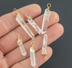 USA Gold Filled Crystal Gemstone Charms Raw Quartz Drop Handmade Approx. 8mm.Made w/ Gemstone and 14/20 Gold Filled Wire- 1.25-2 inches tall