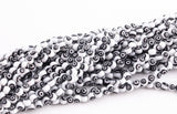 6mm Evil Eye Beads Round Glass Crystal white on black 15-16"