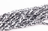 6mm Evil Eye Beads Round Glass Crystal white on black 15-16"
