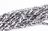 6mm Evil Eye Beads Round Glass Crystal white on black 15-16"