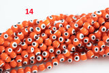 Evil Eye Beads Round Glass Crystal 4mm 6mm 8mm All Colors Available 15-16"