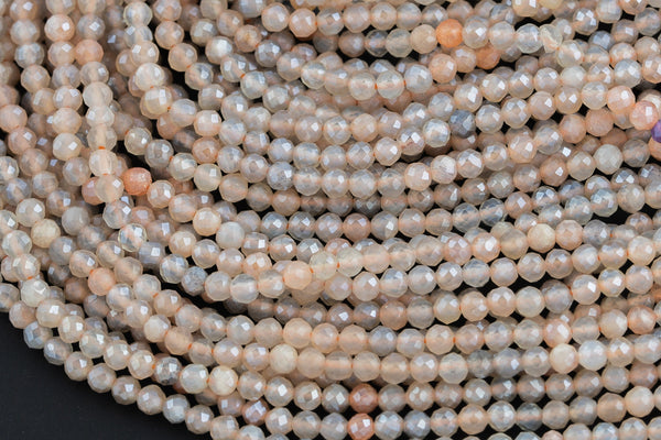 Mystic Silverite Moonstone Full Strands-15.5 inches-3mm- Nice Size Hole- Diamond Cutting, High Facets- Nice and Sparkly- Faceted Round