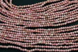 Natural Rhodonite Beads Full Strands-15.5 inches-2-3mm- Nice Size Hole- Diamond Cutting, High Facets-Nice and Sparkly-Faceted Round
