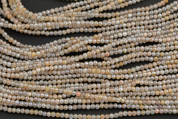 Mystic Silverite Moonstone Full Strands-15.5 inches-2mm- Nice Size Hole- Diamond Cutting, High Facets- Nice and Sparkly- Faceted Round