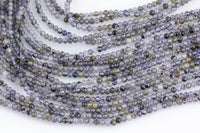 Natural Iolite Quartz Beads Full Strands-15.5 inches-2mm 3mm- Nice Size Hole- Diamond Cutting, High Facets-Nice and Sparkly-Faceted Round