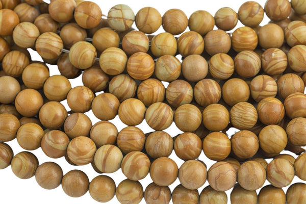 Natural Tiger Skin, Wood Jasper Round- 4mm, 6mm, 8mm, 10mm, 12mm- Full 15.5 Inch Strand- AAA Quality Smooth Gemstone Beads