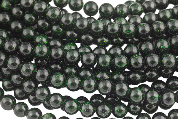 Green Goldstone Sandstone Grade AAA Round Beads. Full 15.5 Inch strand 4mm, 6mm, 8mm, 10mm, or 12mm AAA Quality Smooth