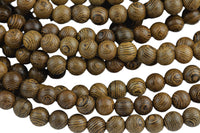 Natural Wenge Wood. 6mm or 8mm or 10mm Round-Full Strand 15.5 inch Strand Gemstone Beads