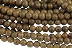 Natural Wenge Wood. 6mm or 8mm or 10mm Round-Full Strand 15.5 inch Strand Gemstone Beads