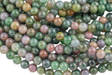Natural Indian Agate Beads Grade AAA Round Round, 4mm, 6mm, 8mm, 10mm, 12mm, 14mm- Full 15.5 Inch Strand Smooth Gemstone Beads