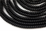 6mm or 8mm Crystal Smooth Roundel 1 or 2 or 5 or 10 STRANDS- 16 Inch Strand- Black