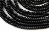 6mm or 8mm Crystal Smooth Roundel 1 or 2 or 5 or 10 STRANDS- 16 Inch Strand- Black