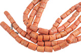 Orange Bamboo Coral Natural Barrel Shaped Beads. Large Size- approximately 18mm Diameter Size will vary -15.5 inch strand Gemstone Beads
