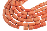 Orange Bamboo Coral Natural Barrel Shaped Beads. Large Size-15-18mm Diameter-15.5 inch strand Gemstone Beads