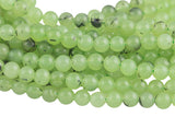 Natural Prehnite Garnet Beads Grade AAA Round, High Quality - 4mm, 6mm, 8mm, 10mm- Full 15.5 Inch Strand Smooth Gemstone Beads