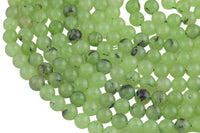 Natural Prehnite Garnet Beads Grade AAA Round, High Quality - 4mm, 6mm, 8mm, 10mm- Full 15.5 Inch Strand Smooth Gemstone Beads